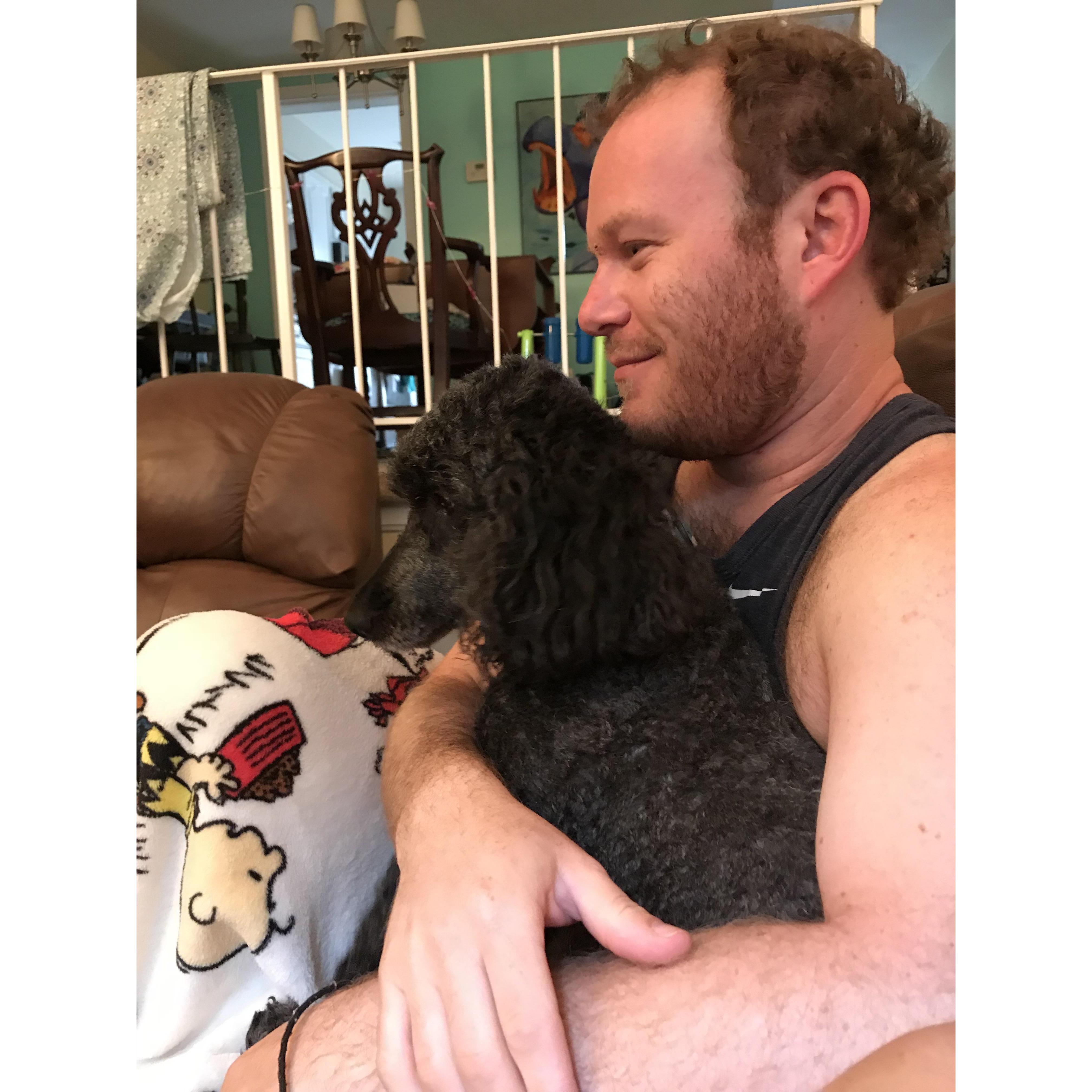 Remy loves to cuddle with his Daddy