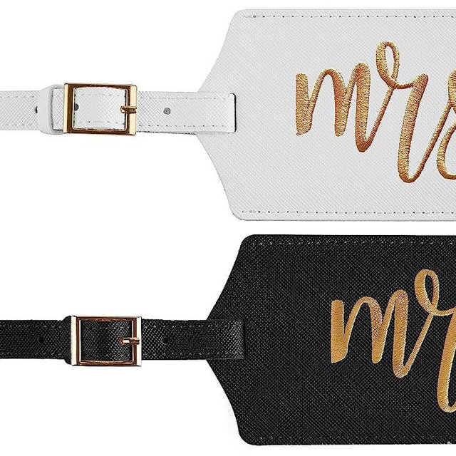 Chelmon Mr. and Mrs. Honeymoon Wedding Bridal Shower Gift Cute Luggage Tag Travel Tags (Version 4)