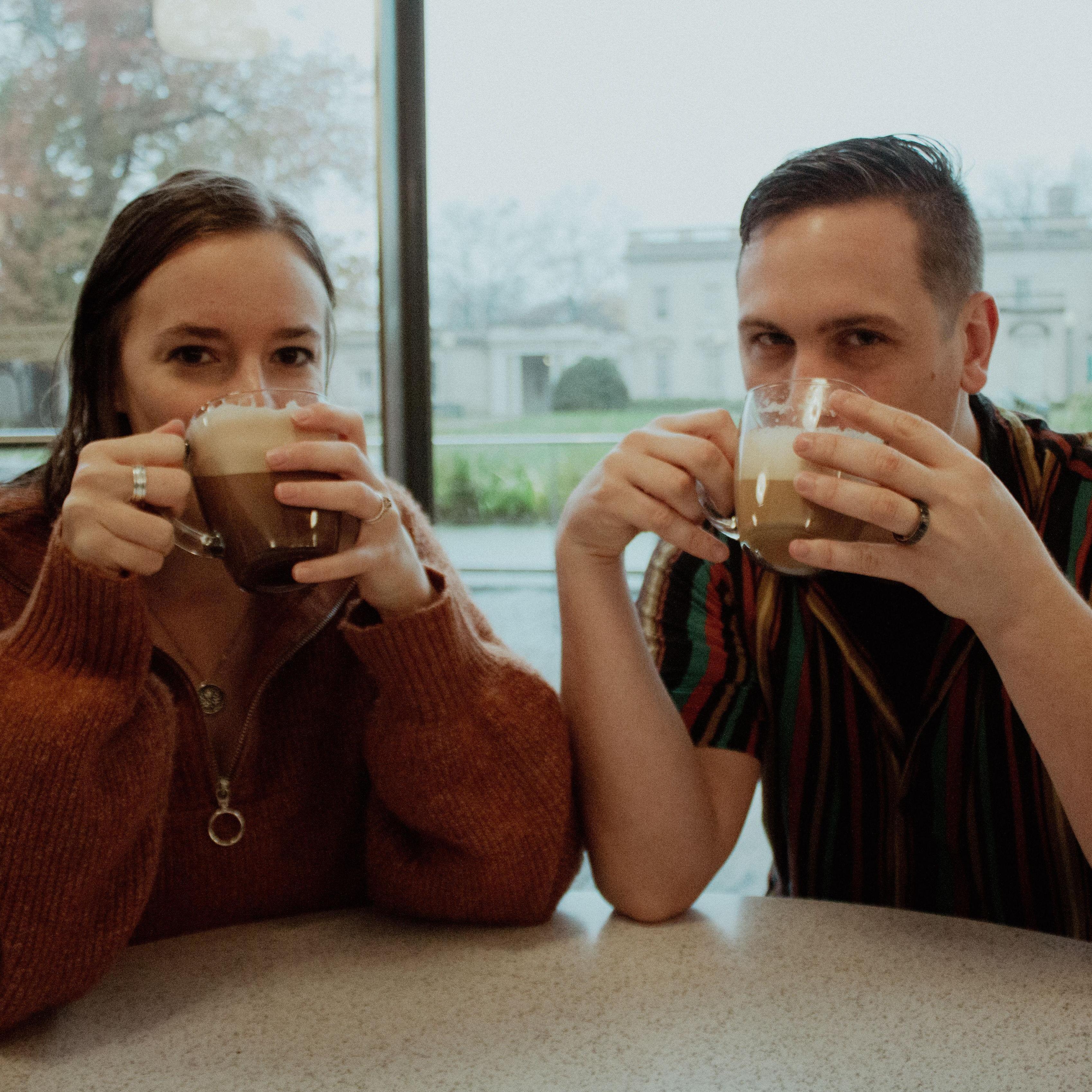 Having our favorite drink at the VMFA cafe where we first met (November 2022).