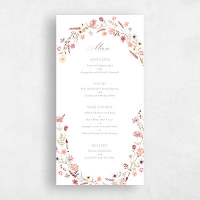 White Floral Wedding Menu - Lino