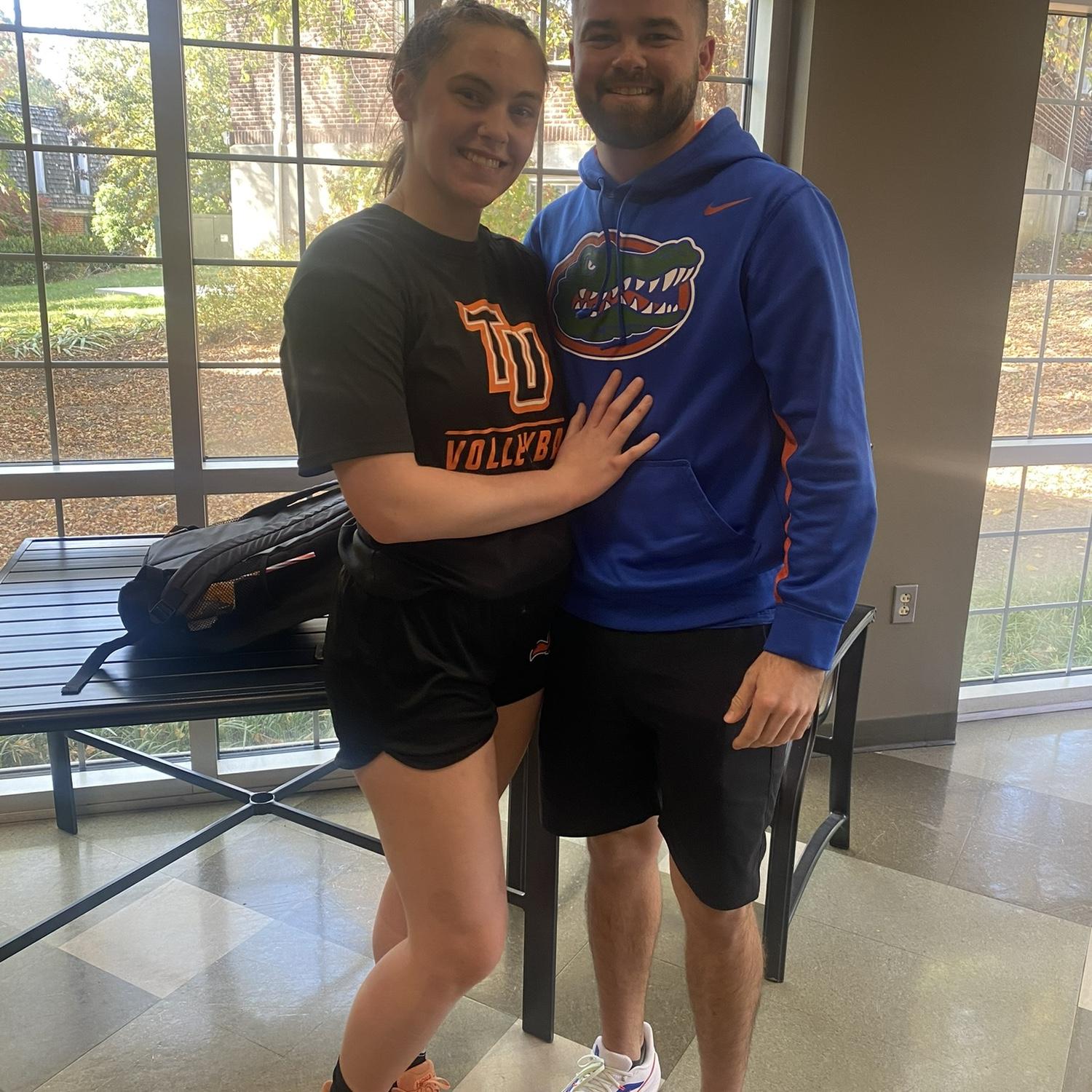 Connor came to Tusculum to watch Abbie's volleyball game.