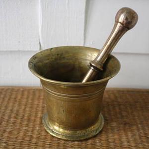 brass mortar and pestle, antique brass mortar and pestle
