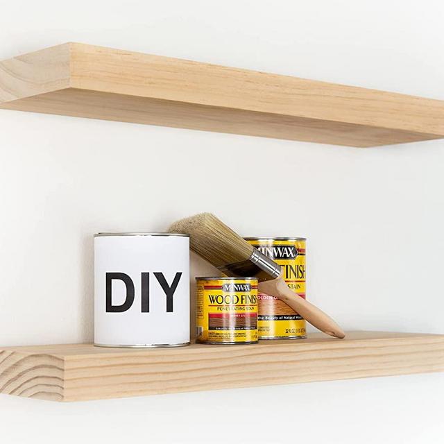 Homeforia Rustic Farmhouse Floating Shelves, Bathroom Wooden Shelves for Wall Mounted, Thick Industrial Kitchen Wood Shelf - 24 x 6.5 x 1.75 inch - Set of 2 - Unfinished - No Stain