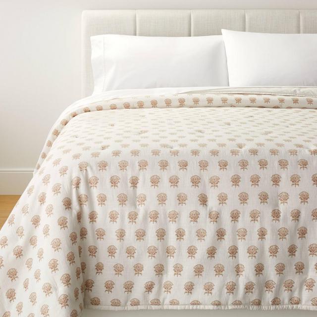 King Lofty Cotton Slub Woodblock Print Floral Quilt Off White/Mauve – Threshold™ designed with Studio McGee