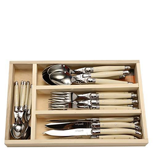 Jean Dubost 24 Pc Everyday Flatware Set with Ivory Handles in a tray 100% MADE IN FRANCE