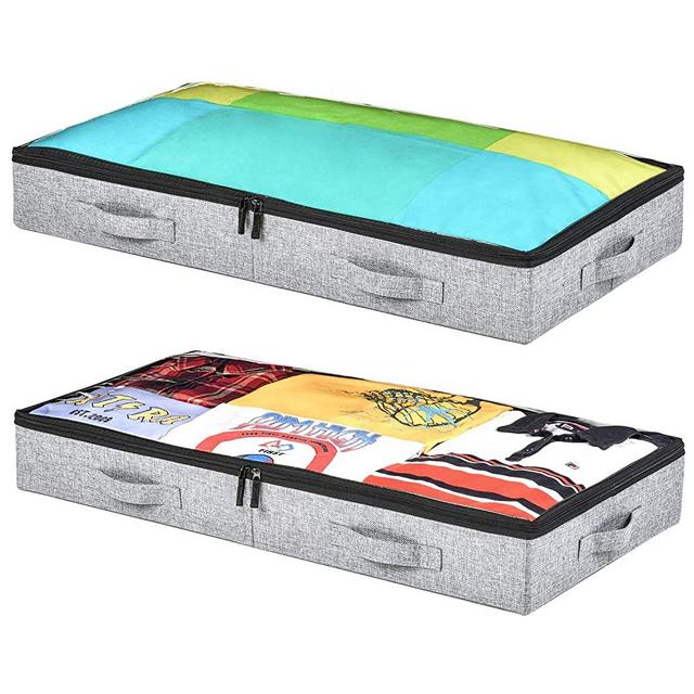 Low Profile Under Bed Storage Containers, 4.5'' Tall and Fits Beds 5'' Off The Floor, Sturdy Sidewalls and Bottom - 33''x17'', Set of 2