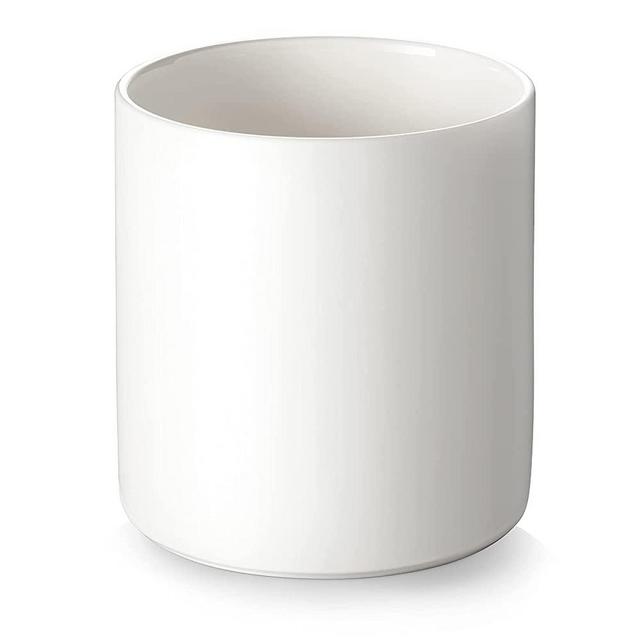 DOWAN Kitchen Utensil Holder for Countertop, Ceramic Utensils Crock with Table-Protection Cork Mat, Cooking Utensil Holder for Kitchen Décor, Easy to Clean, White