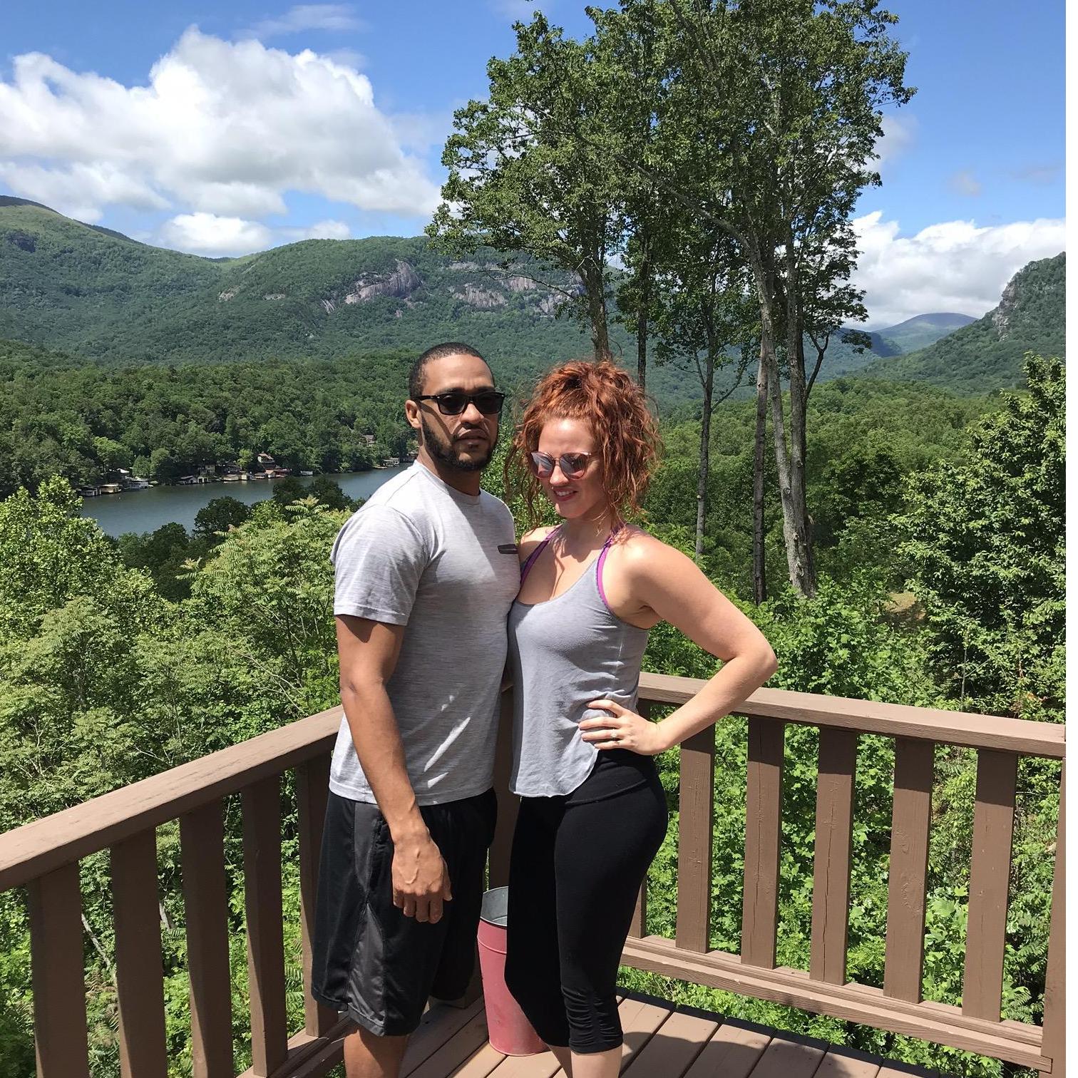 Trip to Lake Lure, NC and new (successful) method of Carey hiding his closed eyes behind Sunglasses.