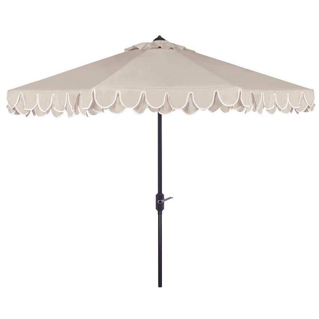 SAFAVIEH PAT8006A Outdoor Collection Elegant Valance Auto Tilt Umbrella, 9', Navy/White