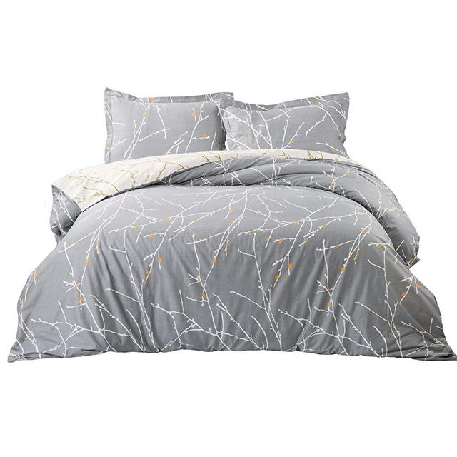 Bedsure Duvet Cover Set with Zipper Closure-Grey/Ivory Printed Pattern,Full/Queen (90x90 inches)-3 Pieces (1 Duvet Cover + 2 Pillow Shams)-110 GSM Ultra Soft Hypoallergenic Microfiber