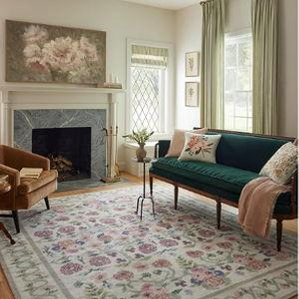 Loloi Rifle Paper Co. Rosa Collection RSA-01 Ivory 5'-0" x 7'-6" Area Rug