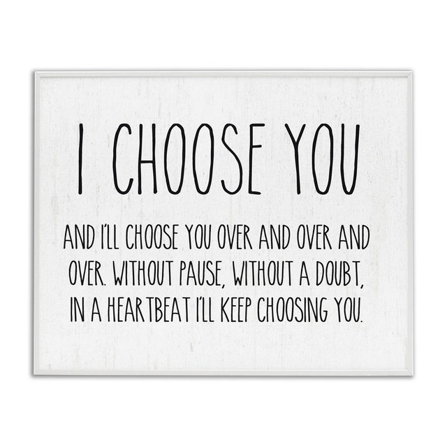 Stupell Industries I Choose You Romantic Love Quote Casual Typography Framed Giclee Art, White, 14" x 11"