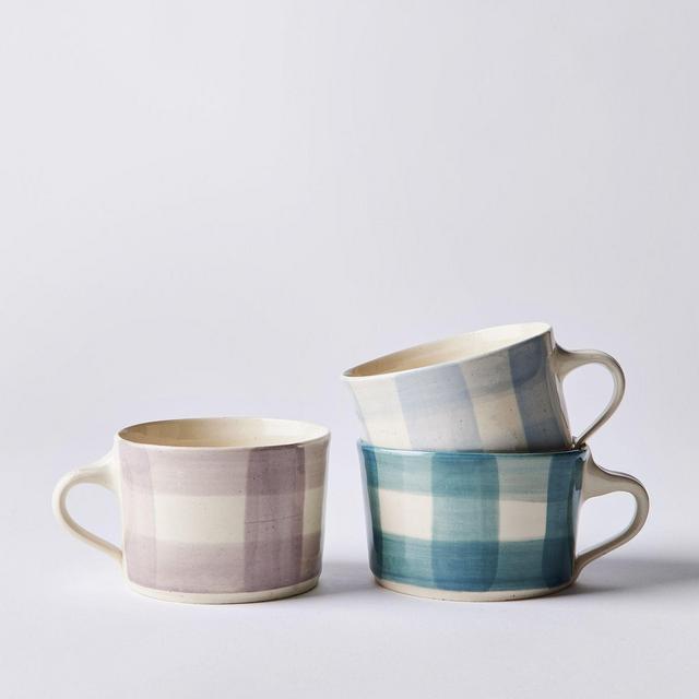 Handmade Gingham Mugs, by Wonki Ware