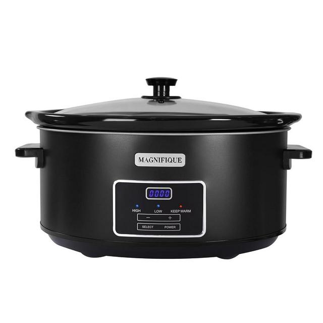 Magnifique 8 Quart Programmable Slow Cooker, Kitchen Appliances, Perfect Kitchen Small Appliance for Family Dinners, Black Stainless Steel