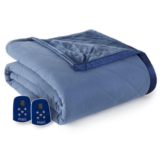 Micro Flannel® Ultra Velvet Reversible Electric Heated Queen Blanket in Indigo