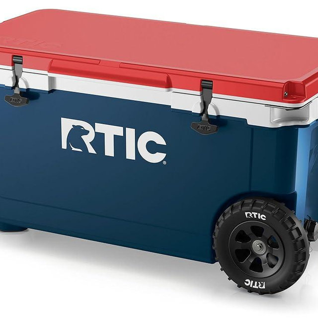 RTIC 72 Quart Ultra-Light Wheeled Cooler Hard Insulated Portable Ice Chest Box for Beach, Drink, Beverage, Camping, Picnic, Fishing, Boat, Barbecue, 30% Lighter Than Rotomolded Coolers