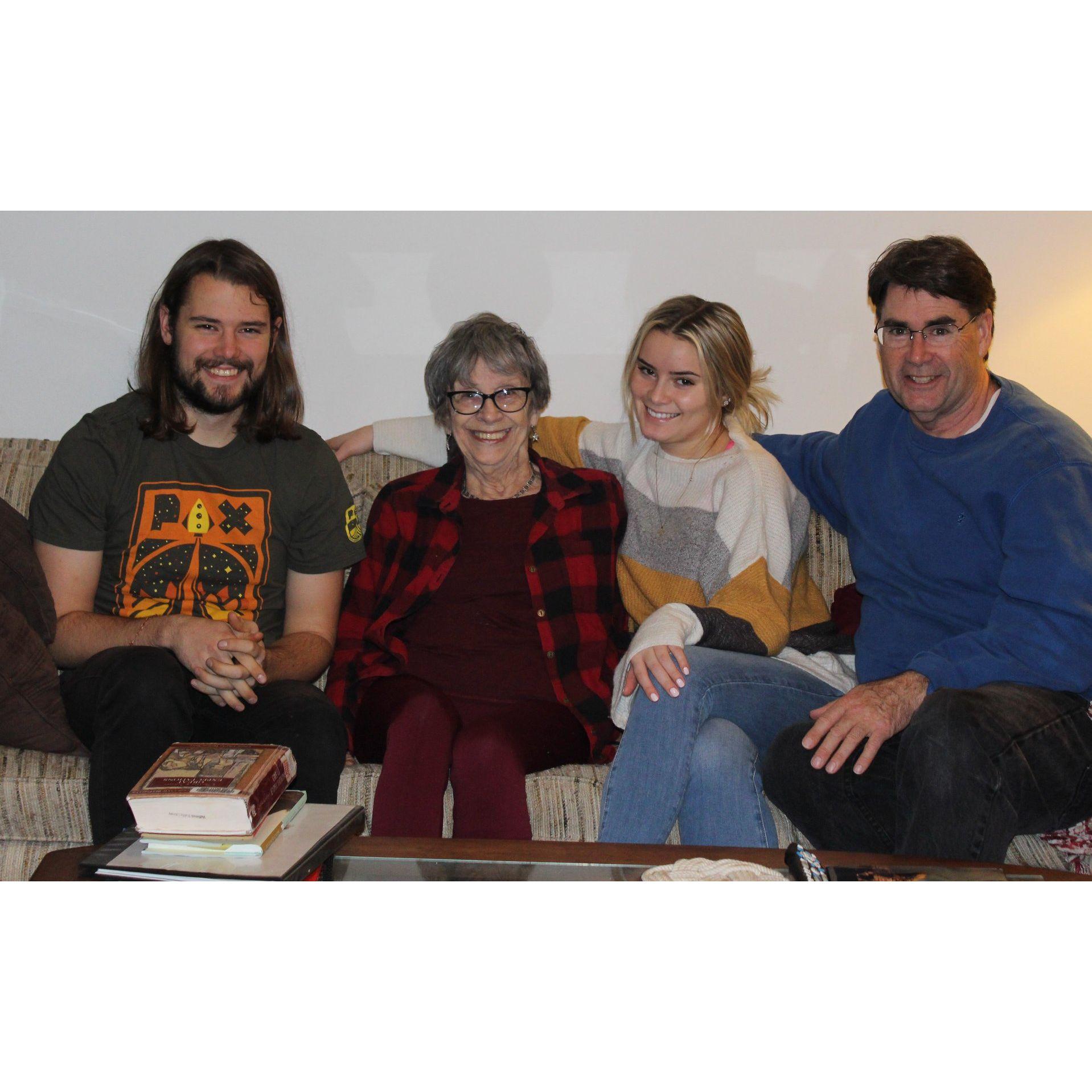 Declan, Grammy Shirley, Shannon, and their Dad Phil