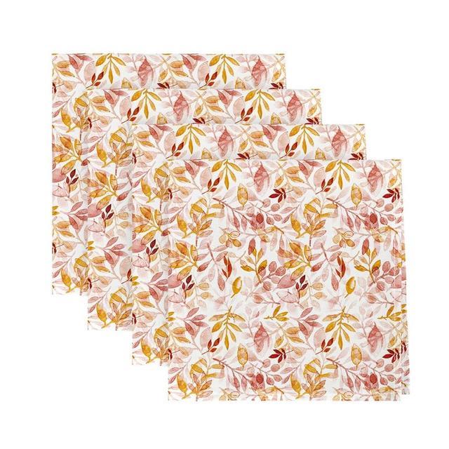 Horaldaily Fall Cloth Napkin 18 x 18 Inch, Thanksgiving Autumn Harvest Orange Red Watercolor Leaf Party Dinner Decoration Washable Napkins Set of 4