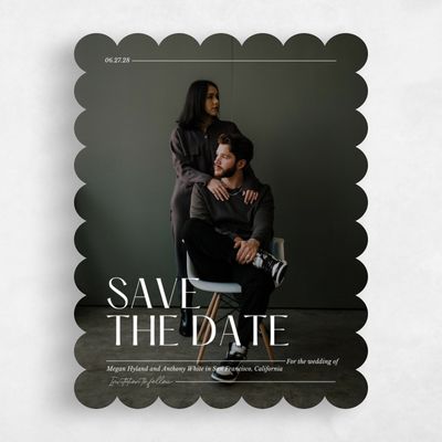 White Scalloped Wedding Save the Date - Vitoria Photo