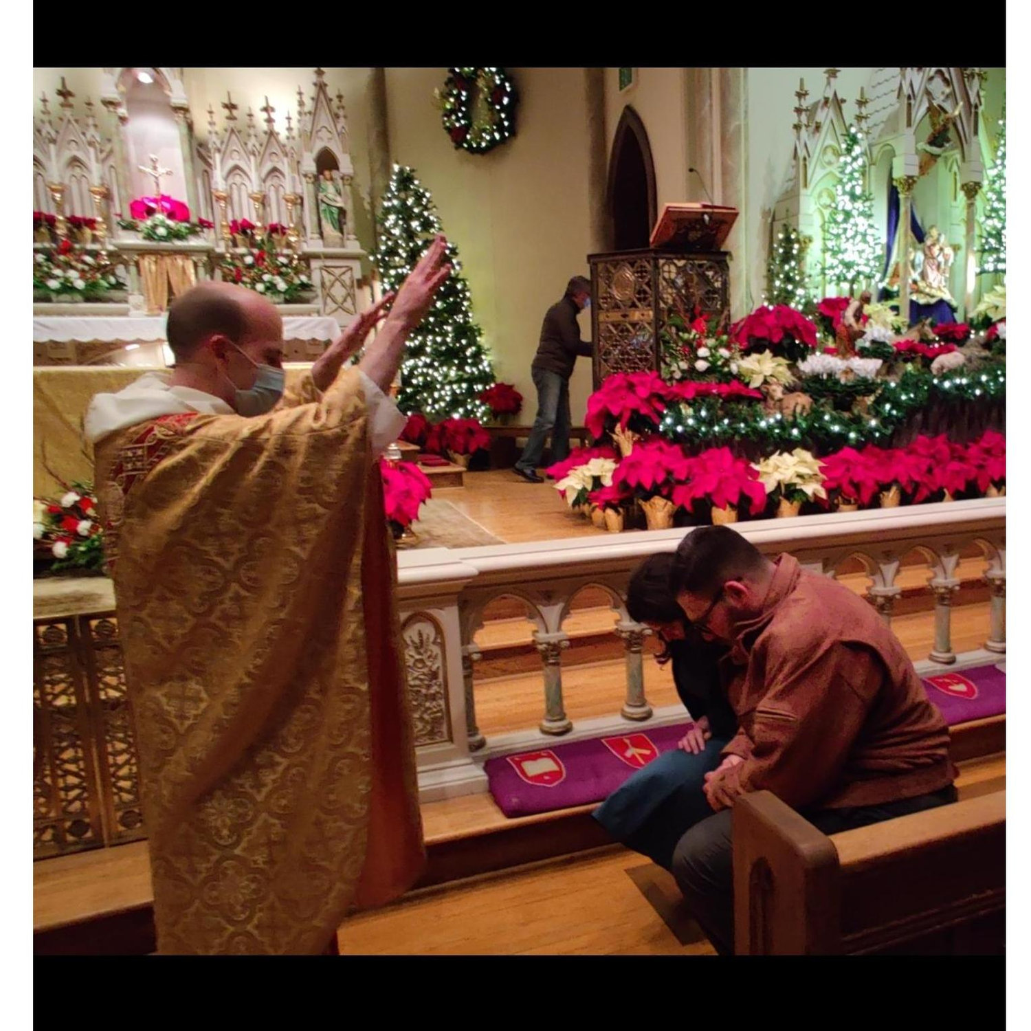 Benjamin proposed to Rebecca after Midnight Mass on Christmas Day. Benjamin took Rebecca to pray, and then pulled out the ring. Afterwards, they had their engagement blessed by Father.