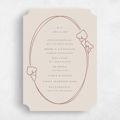 Beige Ticket Wedding Program - Calle