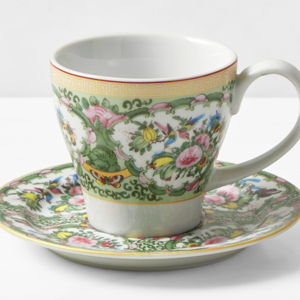 Williams Sonoma Famille Rose Cups & Saucers, Set of 4