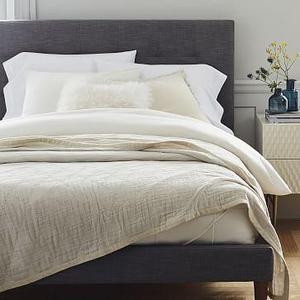 Organic Double Cloth Triangle Blanket, King, Frost Grey