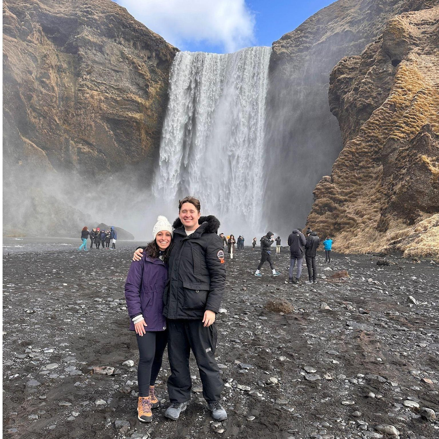Exploring the Skogafoss waterfall in Iceland.