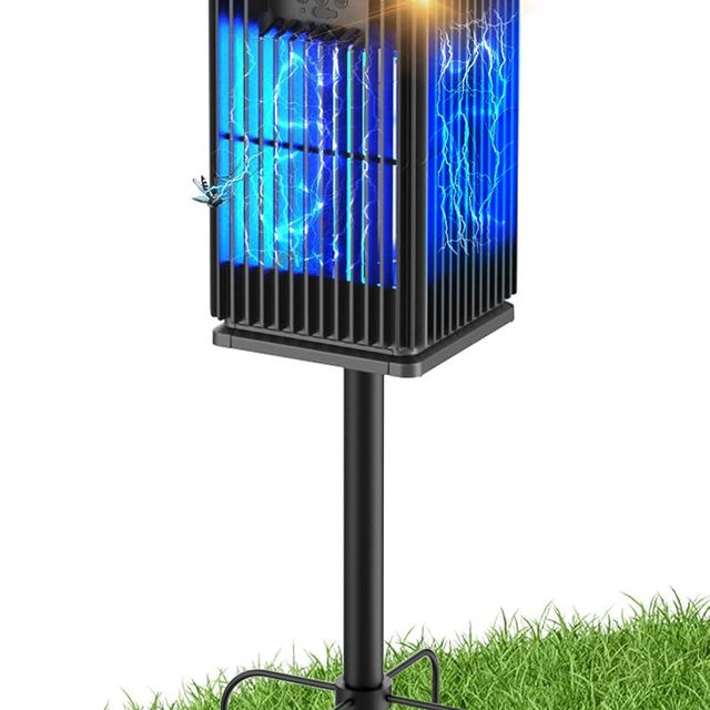 Solar Bug Zapper Outdoor, Waterproof Mosquito Zapper Type-C & Solar Powered, Auto On/Off, Cordless 4200V Electric Fly Zapper, 5000mAh Rechargeable Mosquito Trap Killer for Patio Backyard Camping
