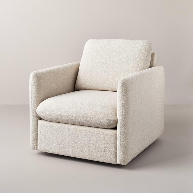 Boucle Upholstered Swivel Arm Chair - Cream - Hearth & Hand™ with Magnolia