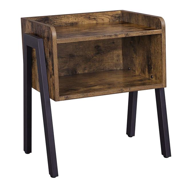 SONGMICS Industrial Nightstand, Stackable End Table, Cabinet for Storage, Side Table for Small Spaces, Wood Look Accent Furniture Metal Frame ULET54X