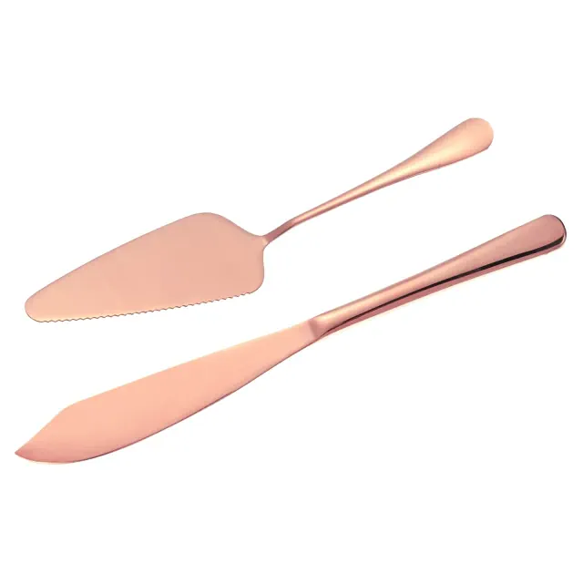 Unique Bargains Wedding Cake Cutting and Server Set 1 Set 2 Pcs Pink