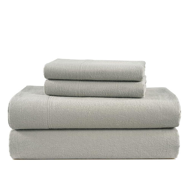 LANE LINEN 100% Cotton Flannel Sheets Set - Flannel Sheets King, 4-Piece Bed Sheets - Lightweight Bedding, Brushed for Extra Softness, Warm and Cozy, 15" Deep Pocket (Fits Upto 17" Mattress) - Silver
