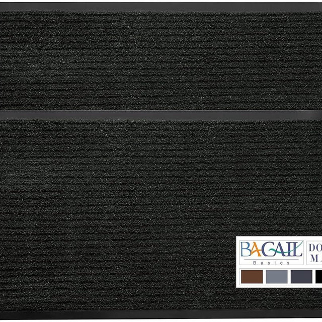 BAGAIL BASICS Door Mat 2-Pack, Doormat Entryway Mats Front Porch Doormats, Non-Slip Dirt-Resistant Entrance Mat, Easy Clean and Durable - 30 x 17 inches, Black