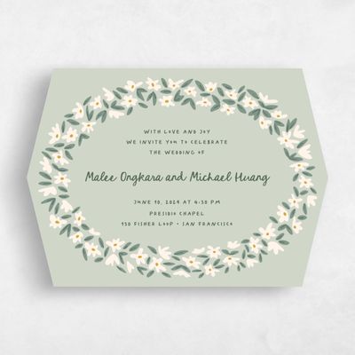 Green Diamond Wedding Invitation - Marguerite Landscape