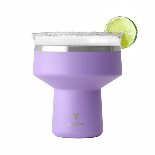 REDUCE Saltini 16 oz Cocktail Tumbler - Insulated Margarita Tumbler with Lid - Keeps Drinks Cold for 10 Hours - 360 Sippable Martini Glass Alternative - Shatterproof, Perfect for Parties-Purple Punch