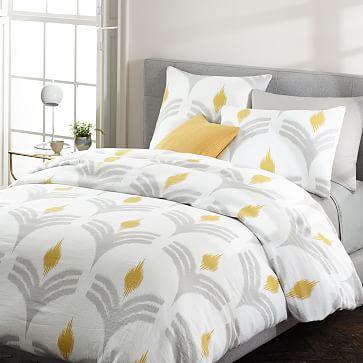 Belgian Flax Linen Fan Ikat Duvet Cover