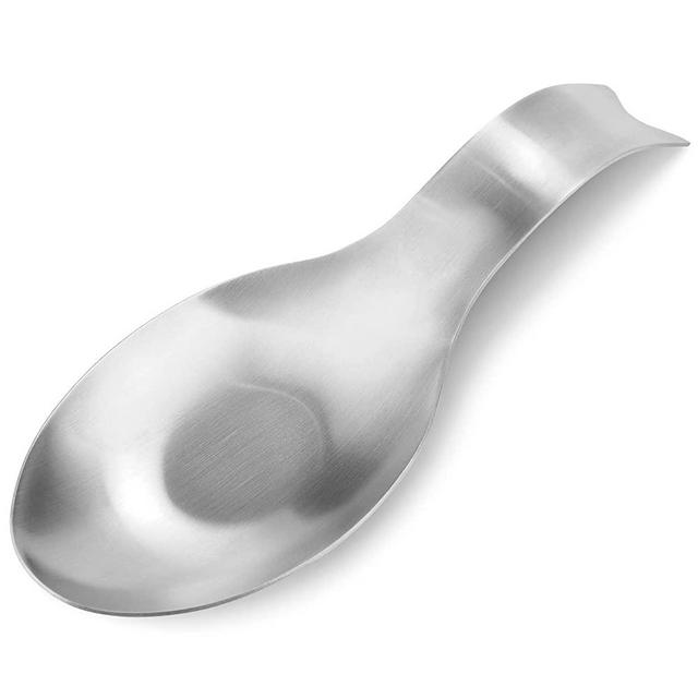Stainless Steel Spoon Rest,Spatula Ladle Holder, Stainless Steel Utensil Spoon Rest Holder, Brushed Finish, Dishwasher Safe 3.8 x 9.4 Inch (Fish Shape Silver Color 1PC)