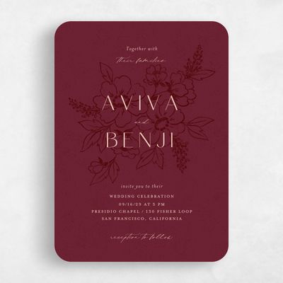 Red Rounded Wedding Invitation - Oriabel Portrait
