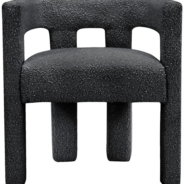 Meridian Furniture Athena Collection Modern | Contemporary Boucle Fabric Upholstered Accent | Dining Chair, 25" W x 21" D x 27" H, Black