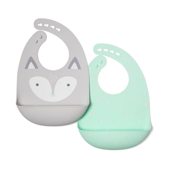 Silicone Bibs with Decal - Cloud Island™ Gray Fox & Green Arrows