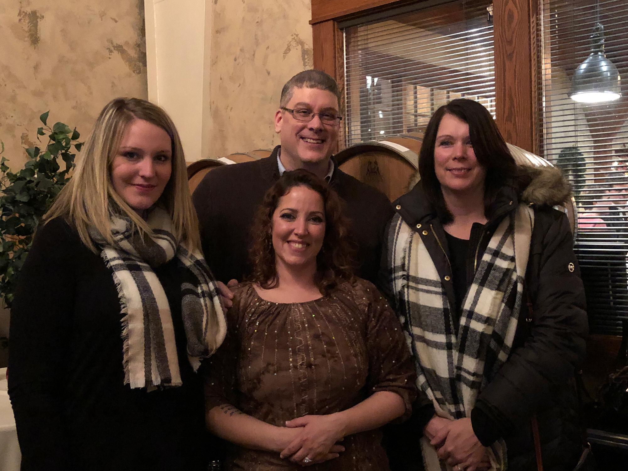 With the sister of the groom Jennifer Myers and the groom's niece Hannah Scarlett at our engagement party
