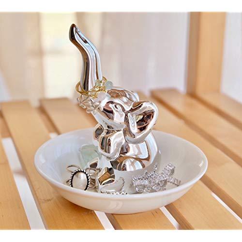 PUDDING CABIN Lucky Elephant Ring Holder Trinket Dish Trinket Tray Elephant Gift Women Girls Birthday