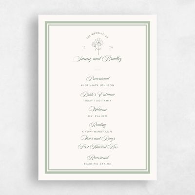 Laurel Green Wedding Program - Fable
