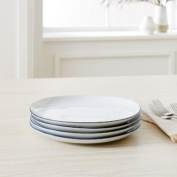 Organic Rimmed Porcelain Salad Plates (Set of 4) - True Blue