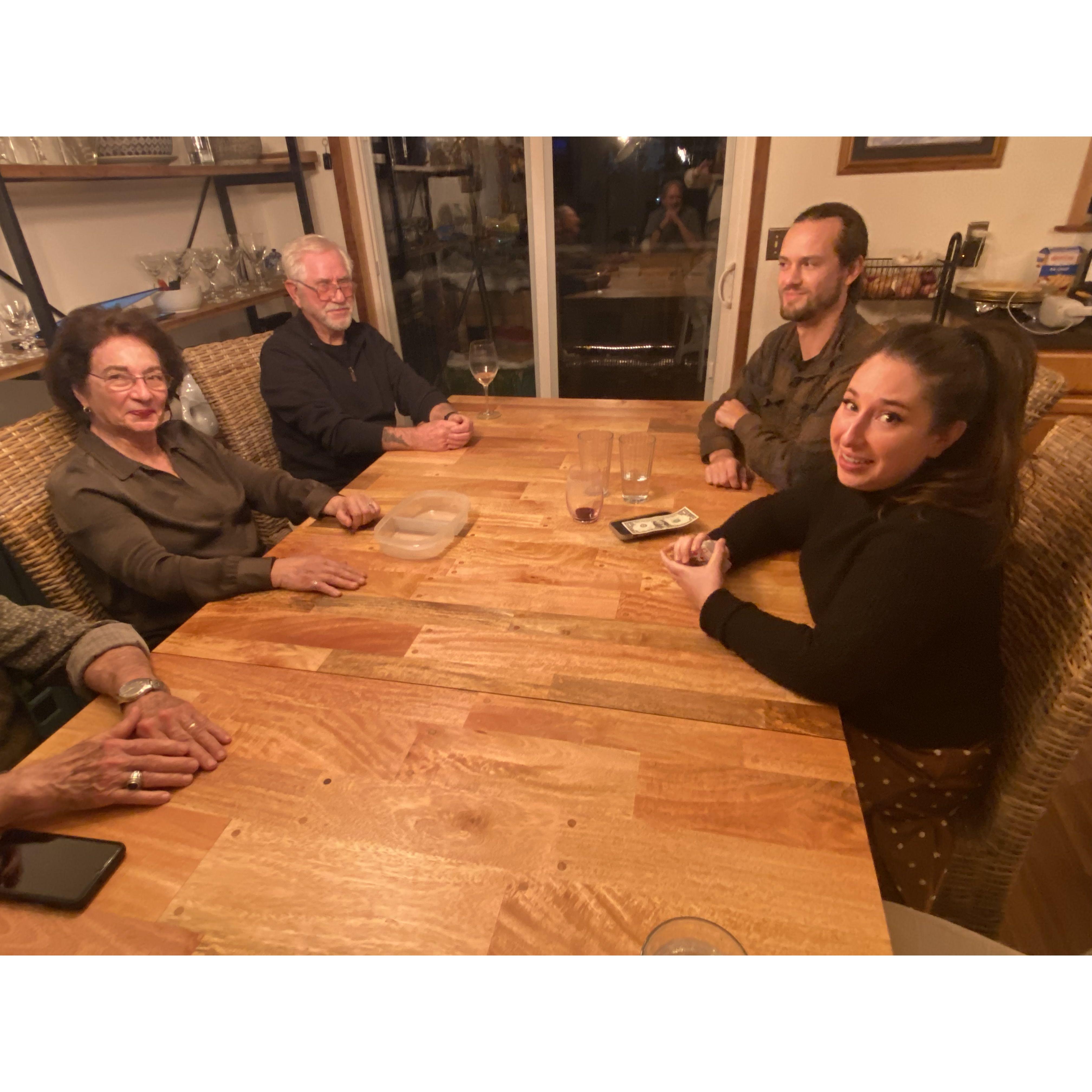 Sylvana losing at cards to Ryan's Grandpa Dale during Thanksgiving of 2022