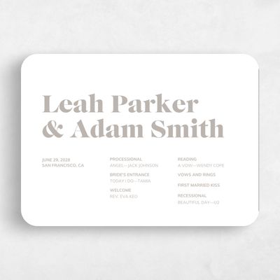 Grey Rounded Wedding Program - Everett Letterpress
