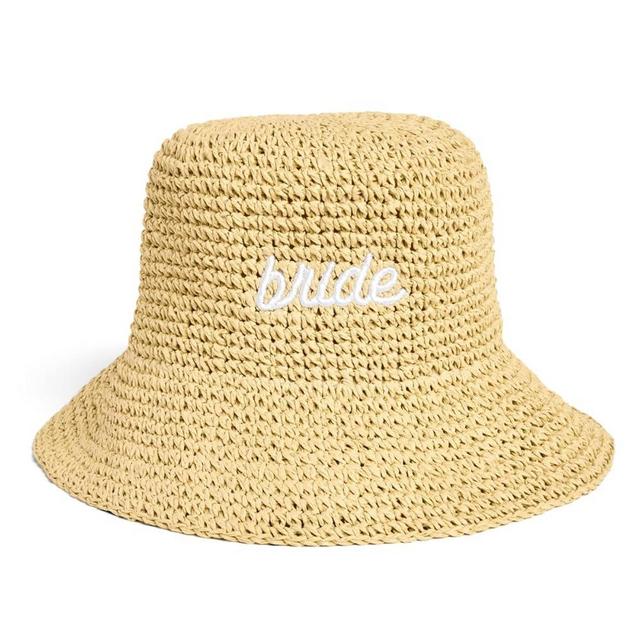 xo, Fetti Bride Straw Bucket Hat | Beach Bachelorette Accessory, Bridal Headwear, Bach Party Decorations, Bridesmaid Gift, Wedding Cap Brown