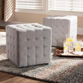 Elladio Upholstered Tufted Cube Ottoman, Set of 2