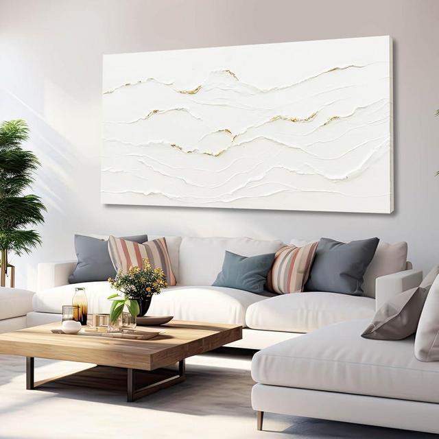 WINKAILIN White Painting Artwork Simple Decorative Pictures 29"x58" Abstract Wall Art for Living Room Modern Wall Hanging Decor for Kitchen